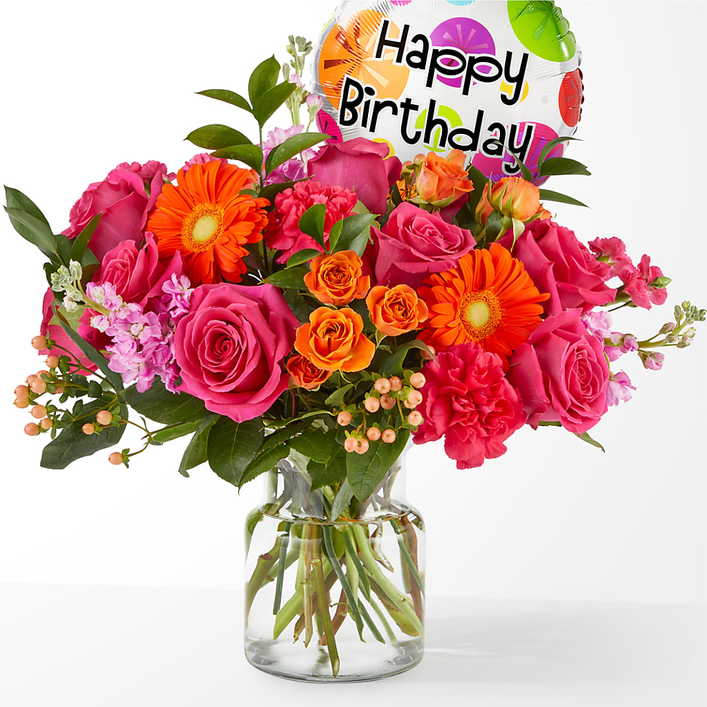 Fiesta Bouquet with Birthday Balloon – Russ, Lincoln NE