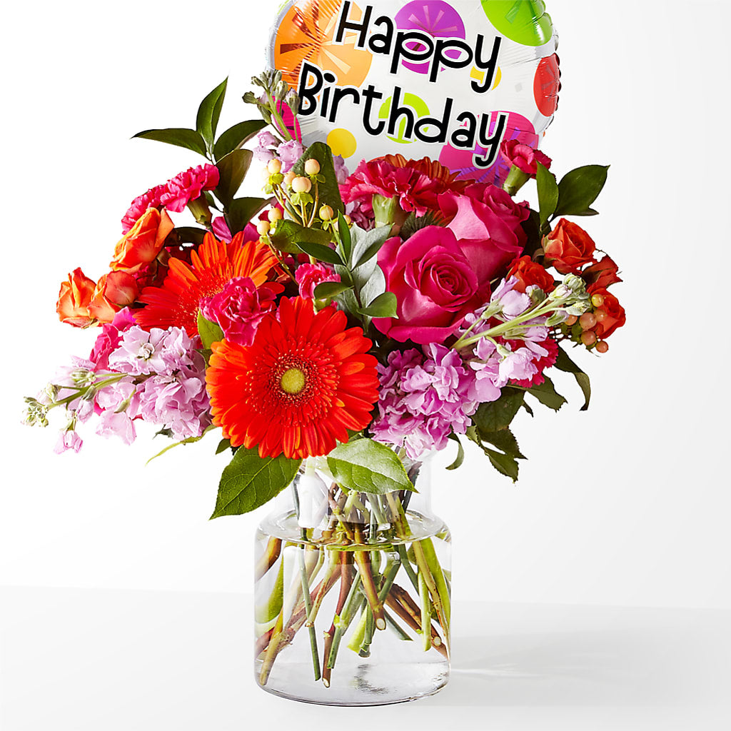 Fiesta Bouquet with Birthday Balloon – Russ, Lincoln NE