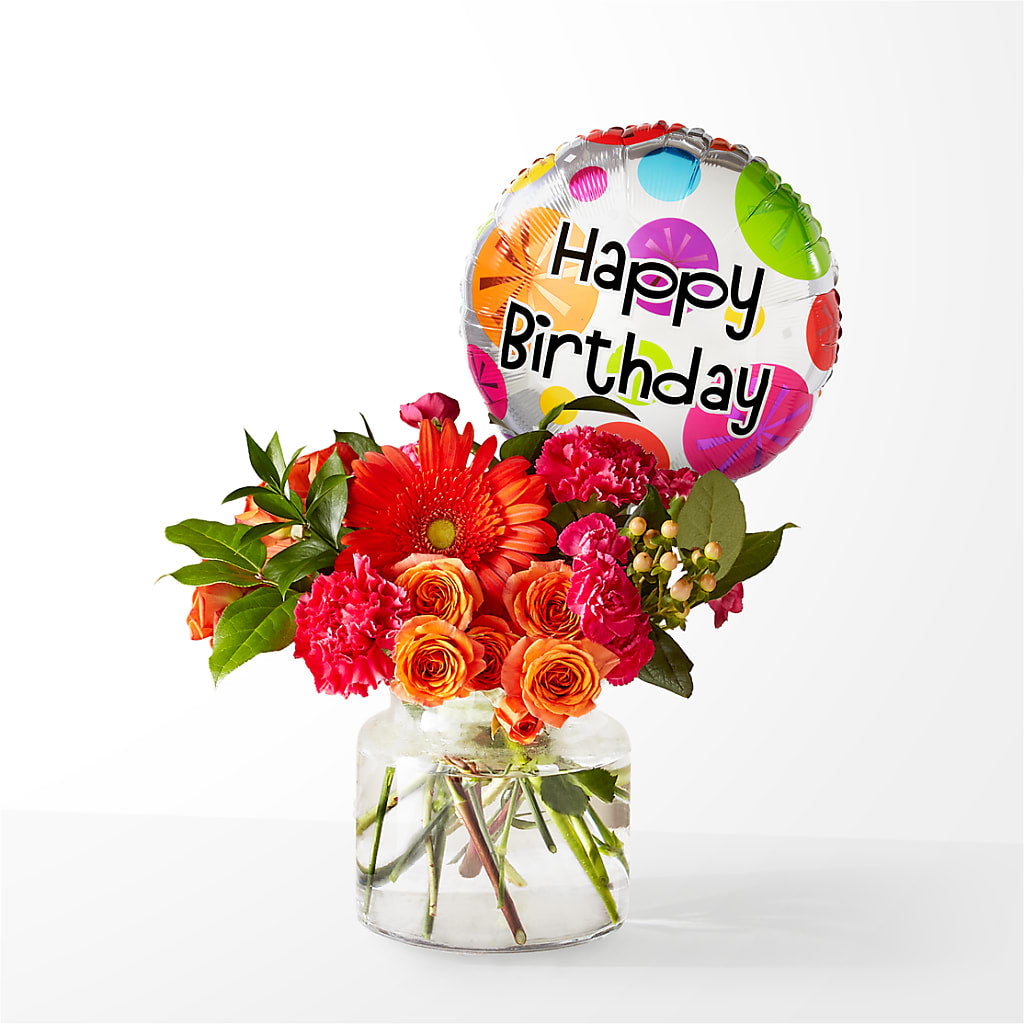 Fiesta Bouquet with Birthday Balloon – Russ, Lincoln NE