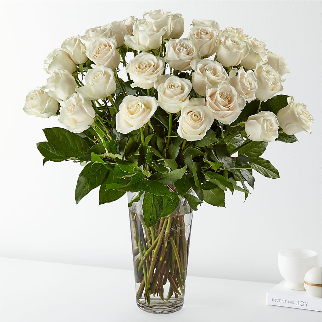 Long Stem White Rose Bouquet – Russ, Lincoln NE