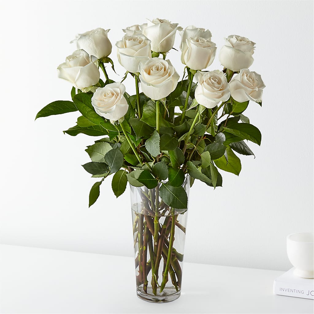 Long Stem White Rose Bouquet – Russ, Lincoln NE
