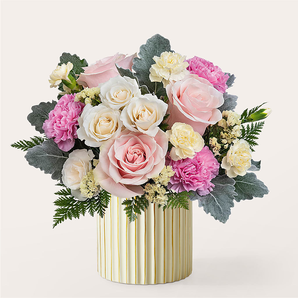 Blissful Moments Bouquet with Ivory Vase – Russ, Lincoln NE