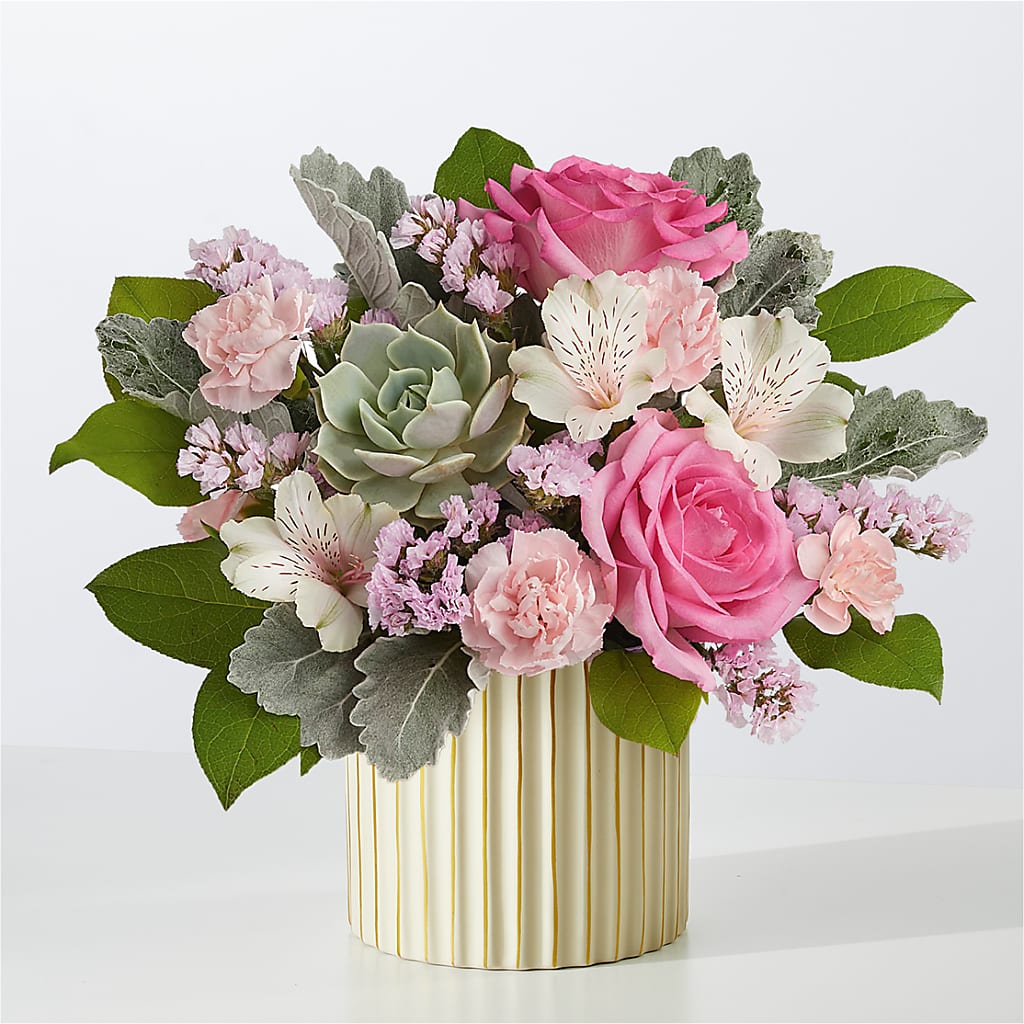 Dusty Rose Bouquet with Ivory Vase – Russ, Lincoln NE