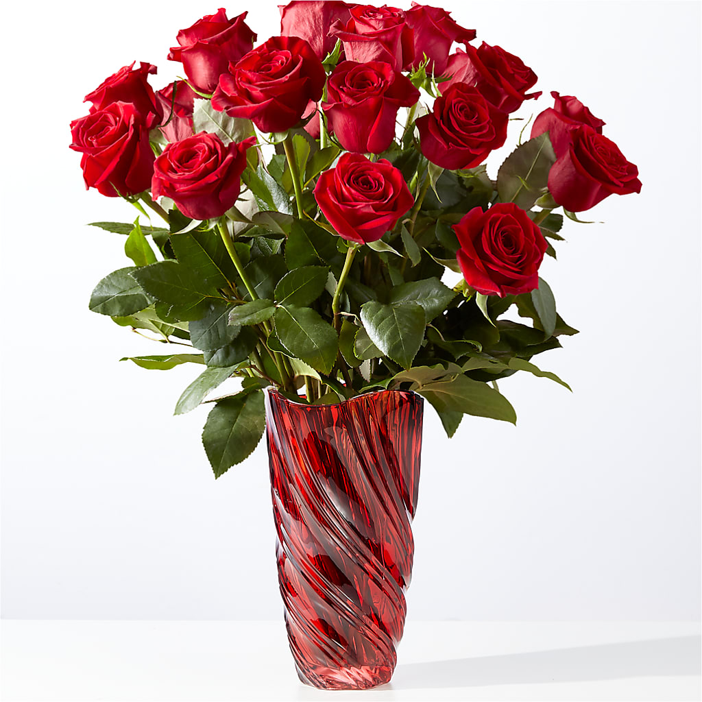 Classic Love Red Rose Bouquet with Luxe Swirl Vase – Russ, Lincoln NE