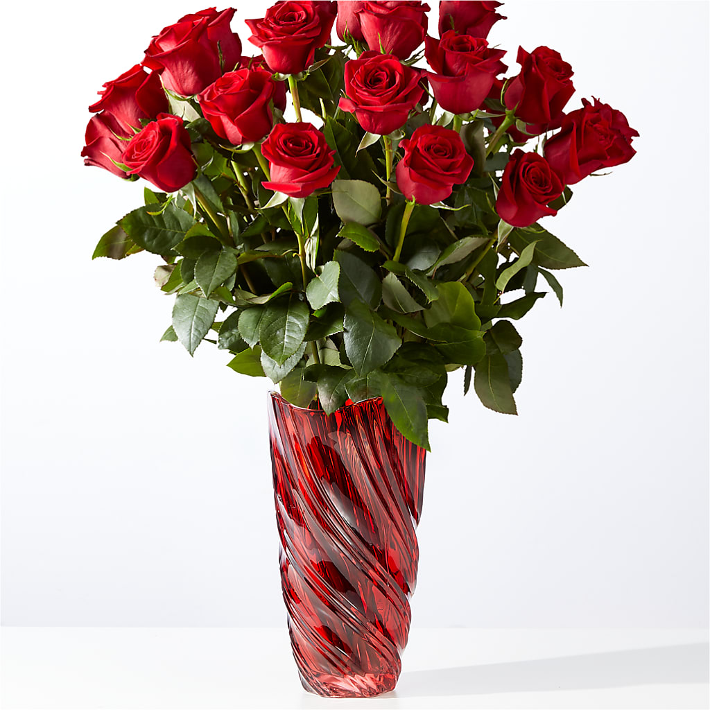 Classic Love Red Rose Bouquet with Luxe Swirl Vase – Russ, Lincoln NE