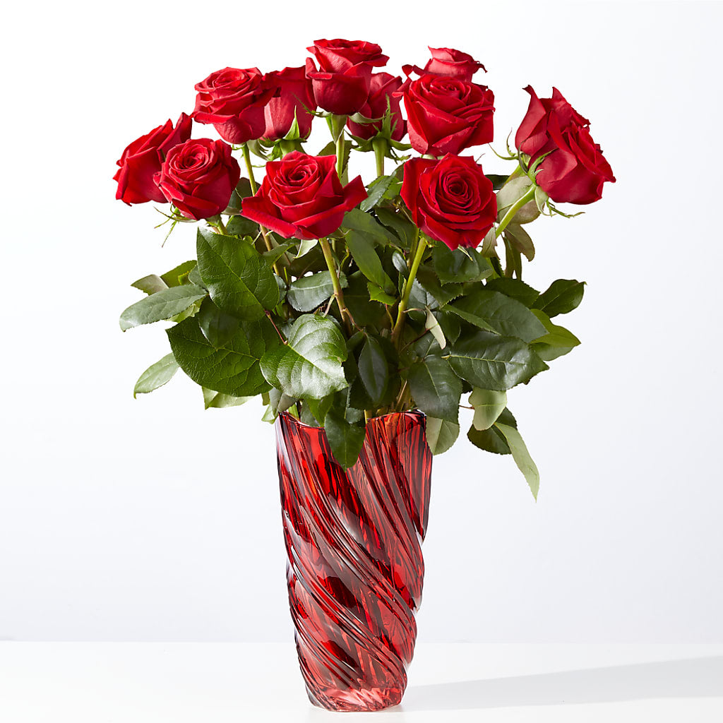 Classic Love Red Rose Bouquet with Luxe Swirl Vase – Russ, Lincoln NE