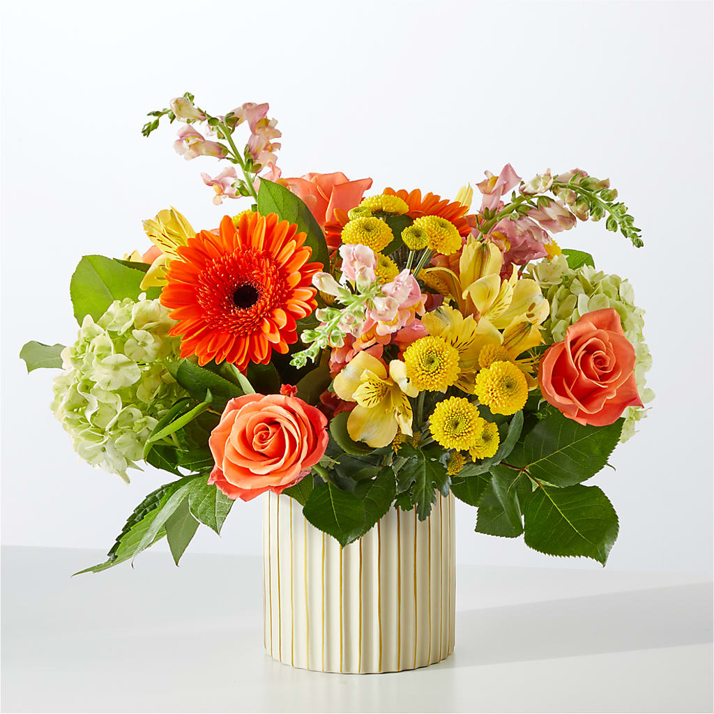 Autumn Sunshine Bouquet with Ivory Vase –  Russ, Lincoln NE