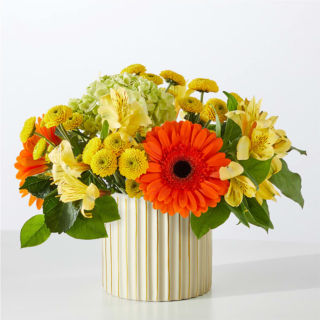 Autumn Sunshine Bouquet with Ivory Vase –  Russ, Lincoln NE